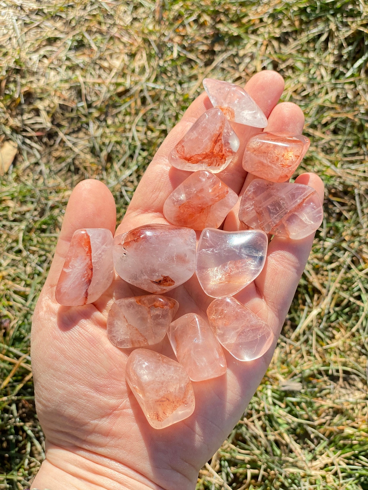 Fire Quartz Tumbled Stone, Polished Natural Fire Quartz Crystal from Madagascar