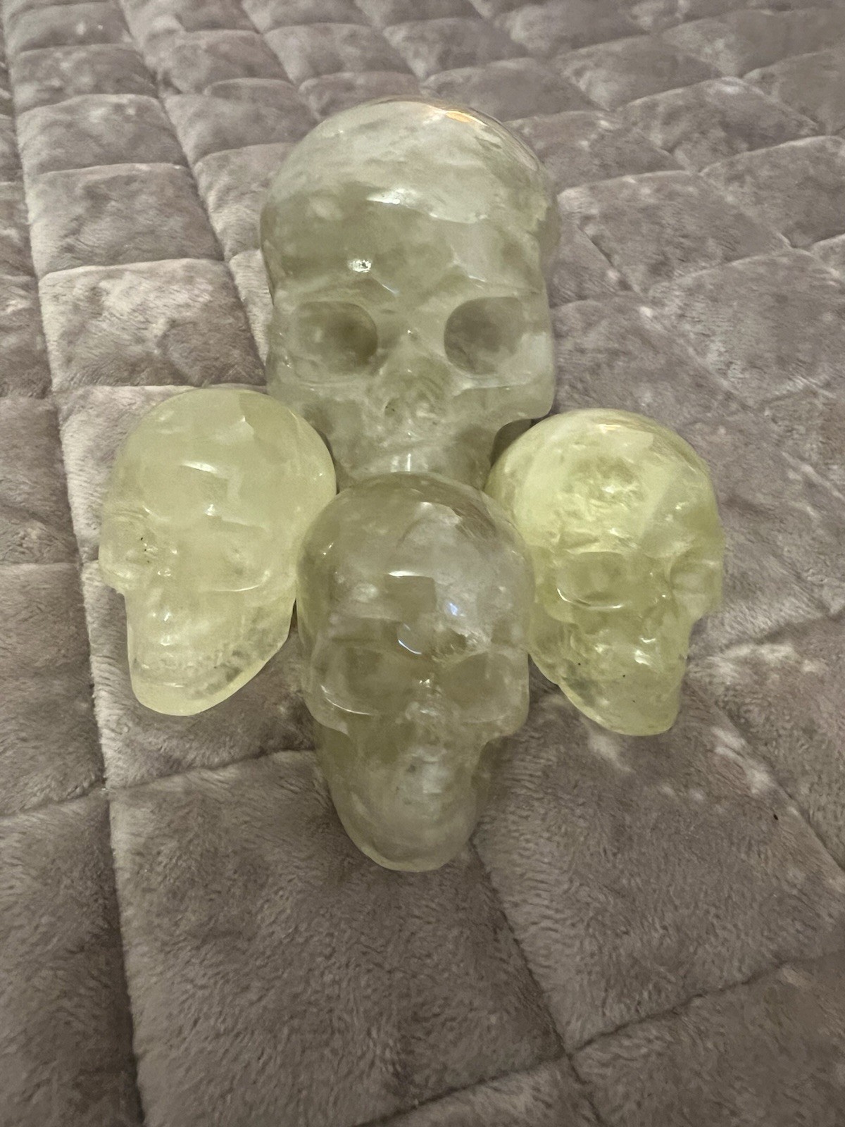 4 Skullis Skulls Citrine Quartz Crystal Gemstone Mineral