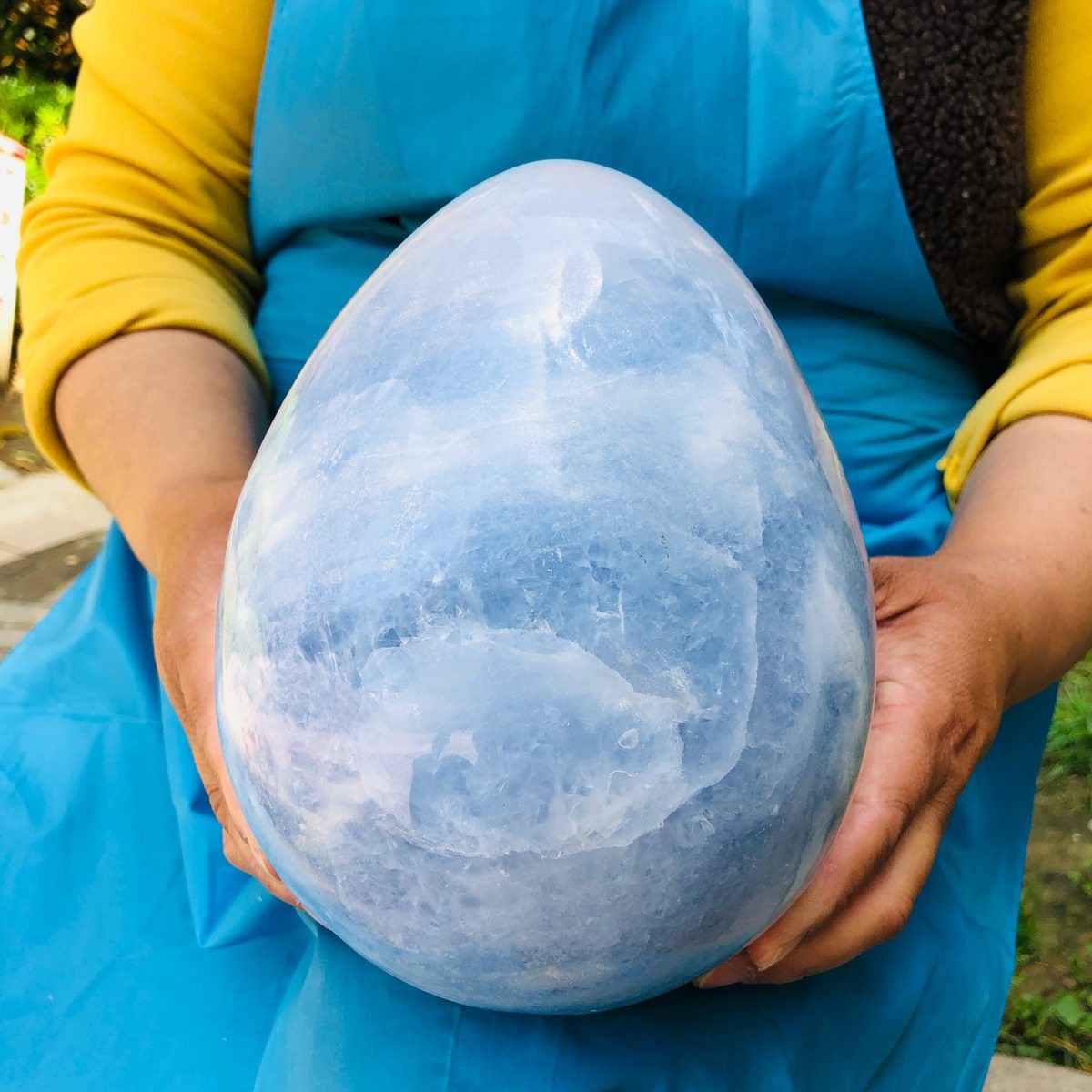 11.5LB Natural blue celestite POLISHED egg shape Quartz Crystal healing decor