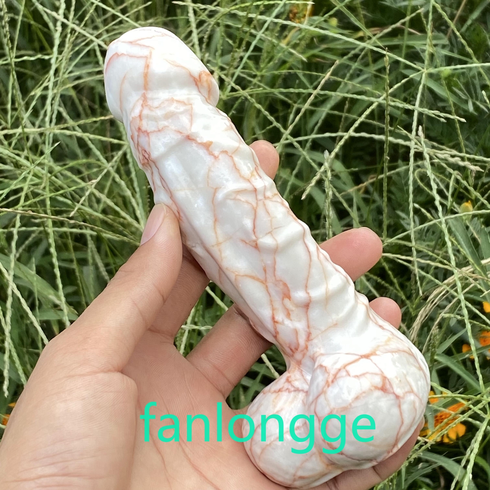 6″ Wholesale Natural Red network stone male penis Carved Figurines Reiki 1pc