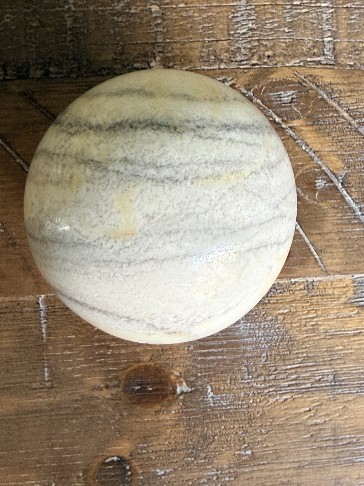 Vintage Zebra Calcite Polished Sphere Orb Office Or Home Decor Paperweight 3” in