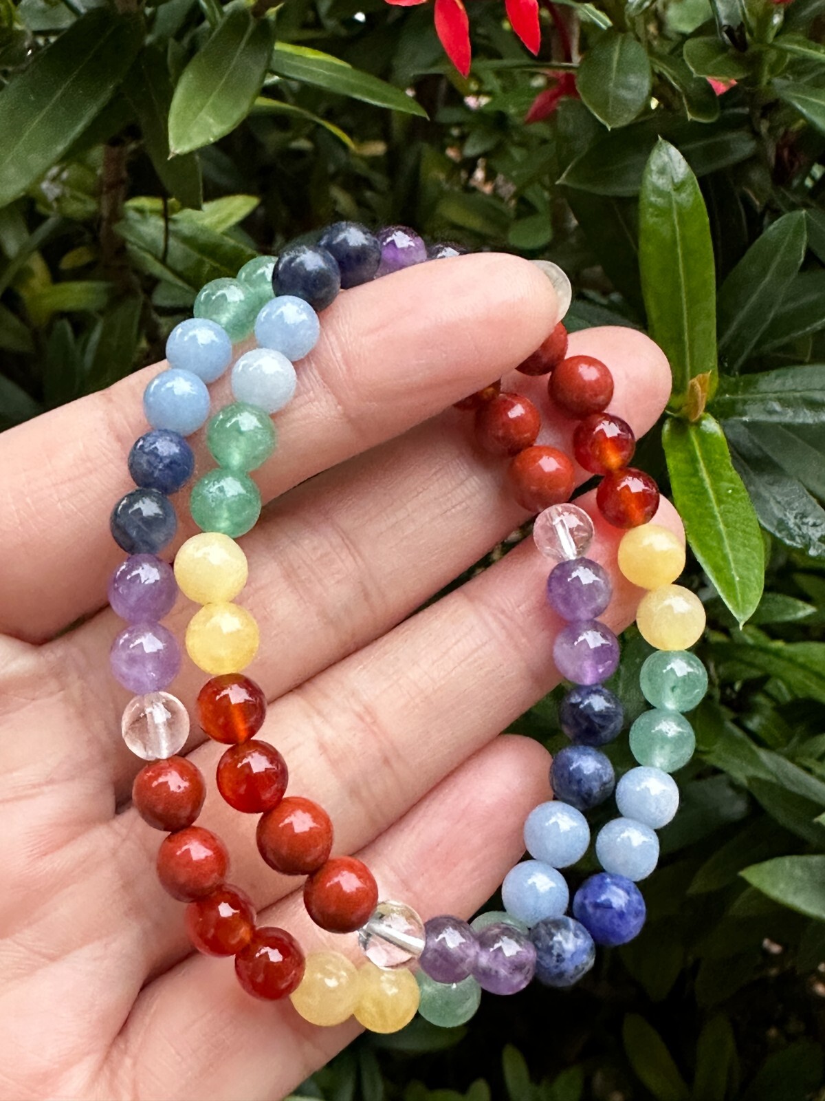 Grade A ++ 7 Chakra Stone Bracelet 6mm, Genuine Chakra Gemstone Bead Bracelet