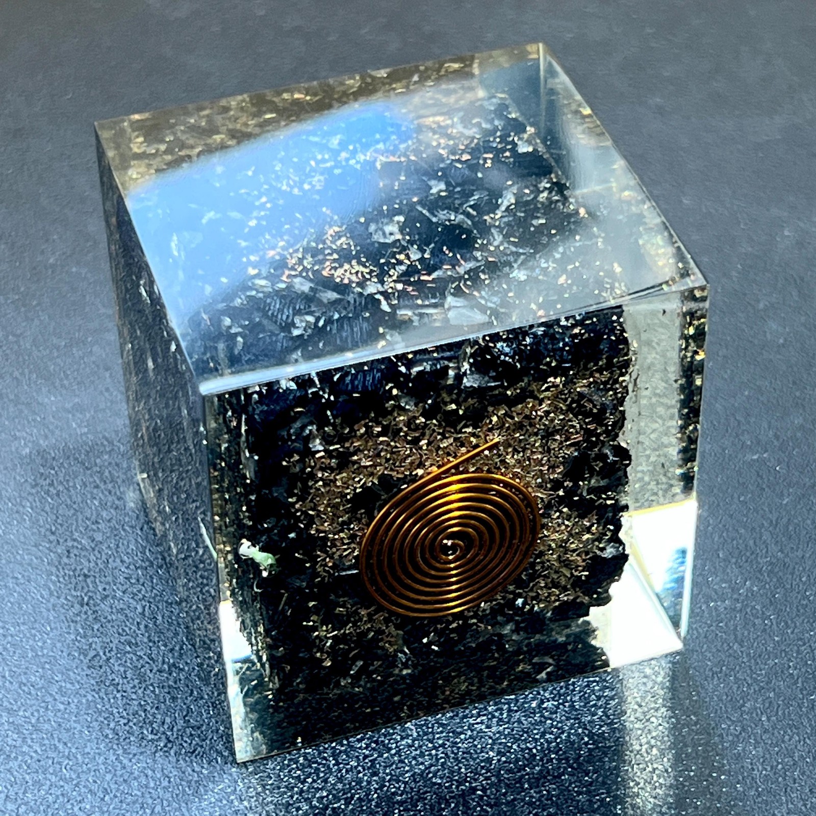 Large Black Tourmaline Crystal Resin Orgone Cube Reiki Chakra Wholesale Gemstone