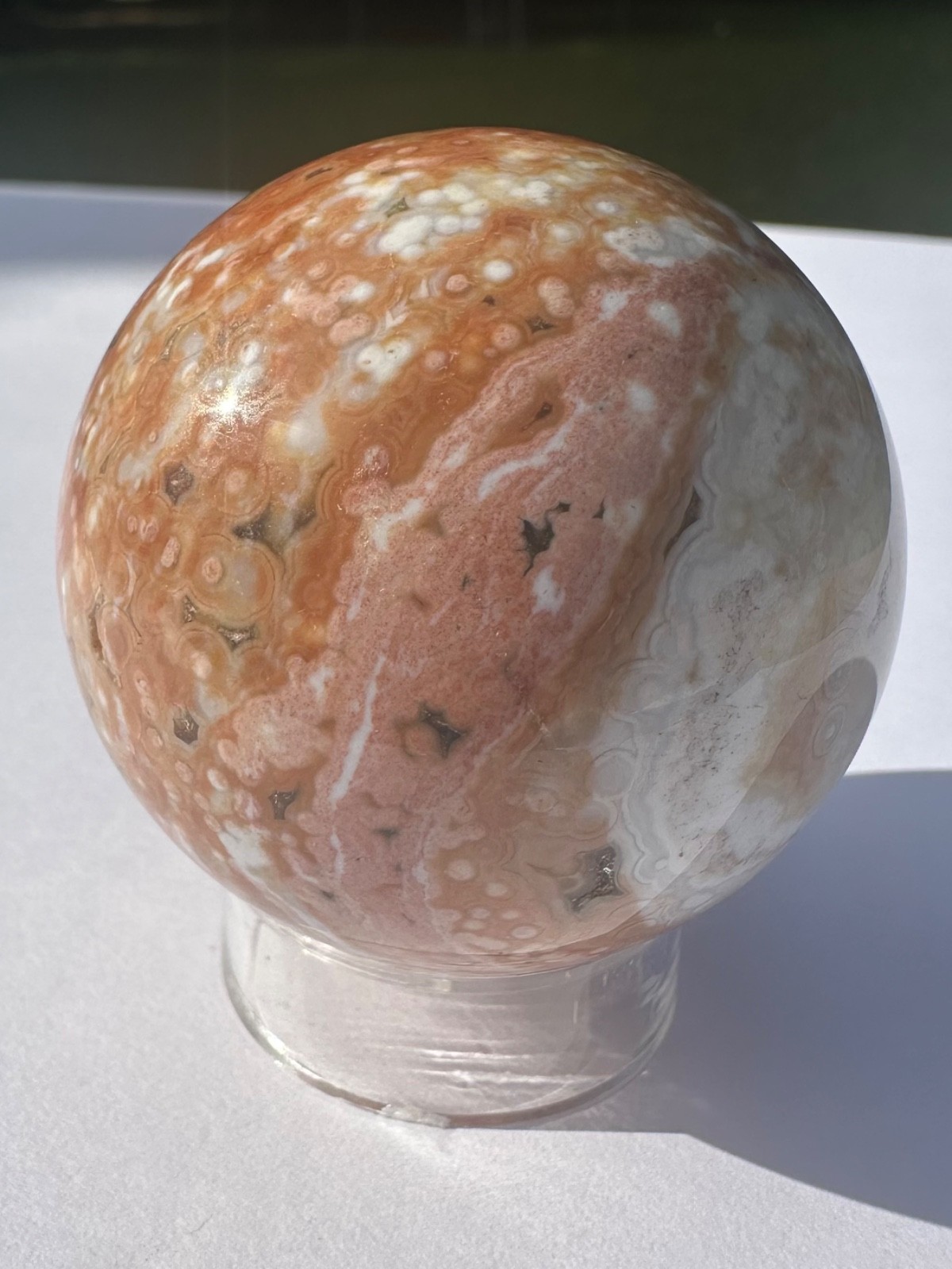 165g natural druzy orbicular ocean jasper 8th vein polished crystal ball