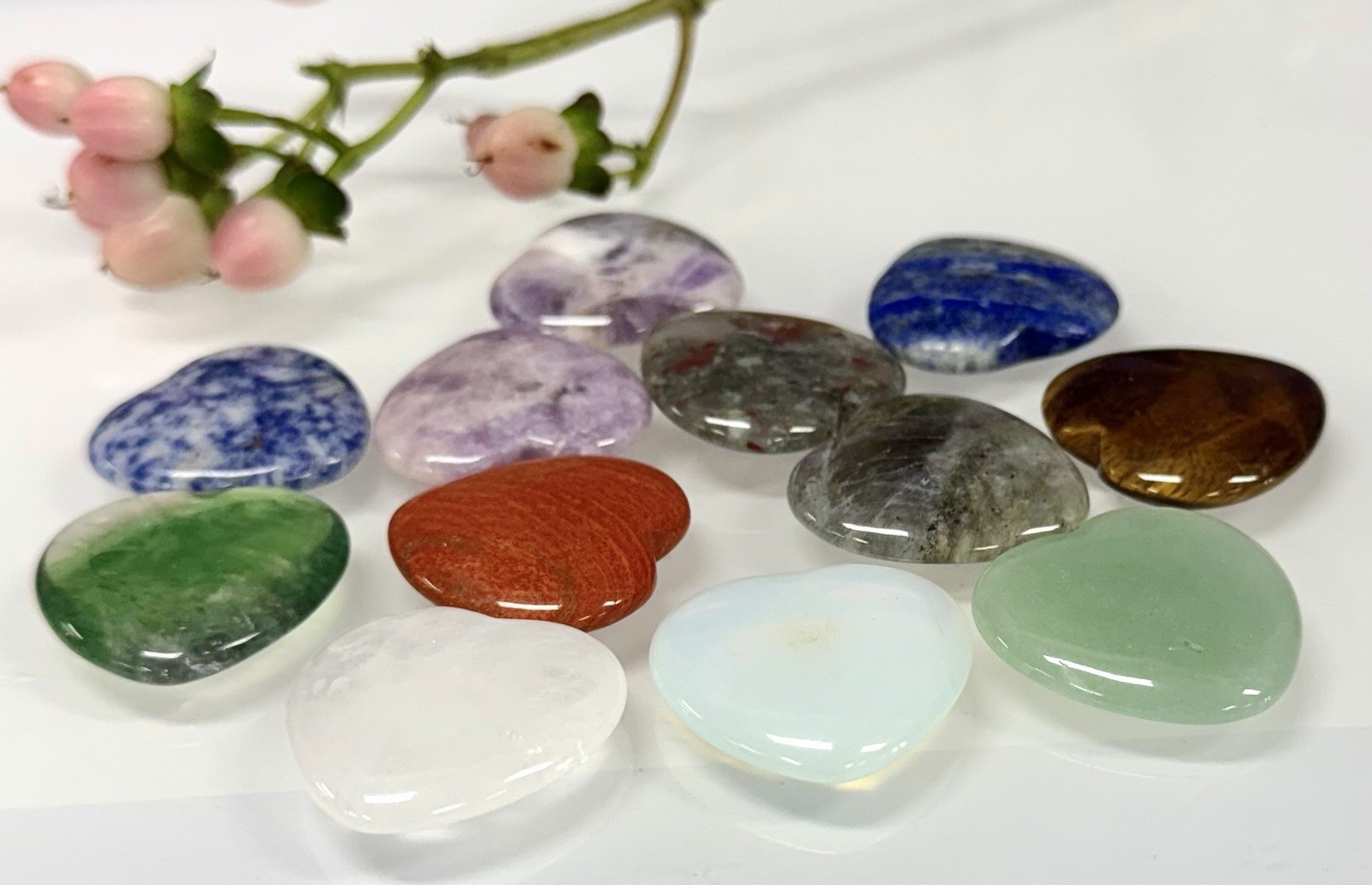 Wholesale Lot 12 Pcs 30mm Mixed Crystal Heart ❤️ Healing Energy
