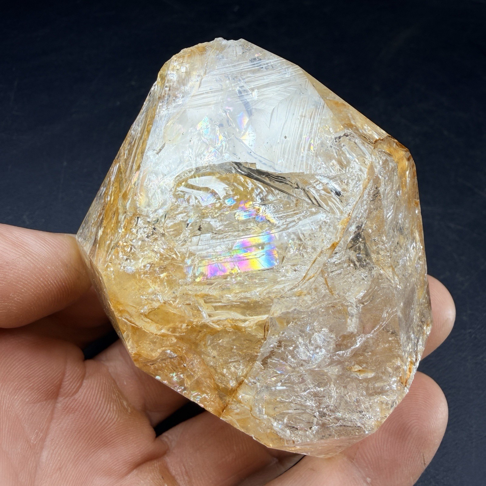 Large Golden Aura Herkimer Diamond Quartz Crystal Point Healer New York *VIDEO*