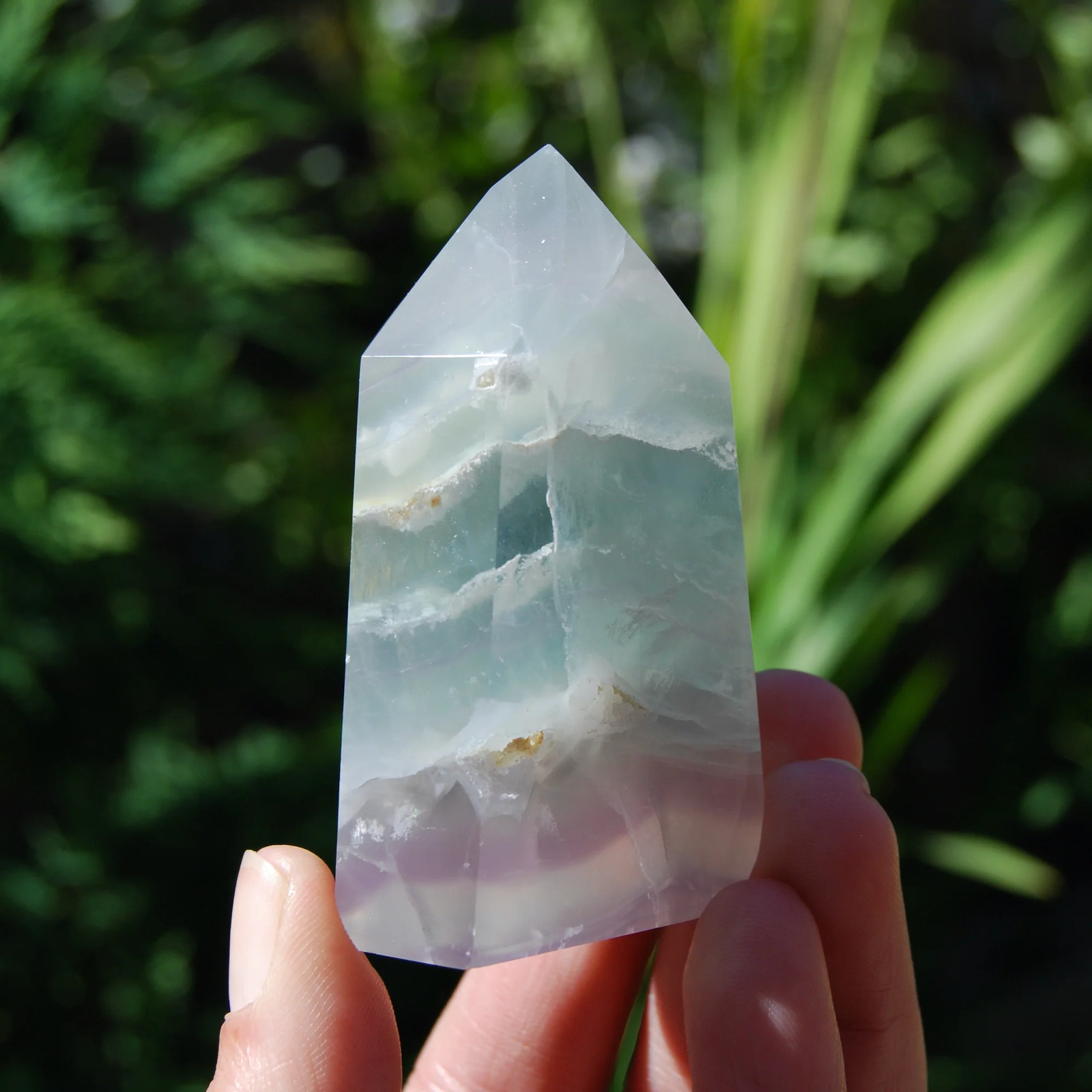SALE was 125 | 3in 167g Yttrium Fluorite Crystal Tower, Lavender Fluorite, Argen