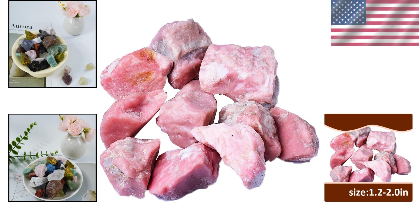 Irregular Pink Opal Raw Crystals 1.2-2.0” for Meditation & Decoration (3.5 oz)