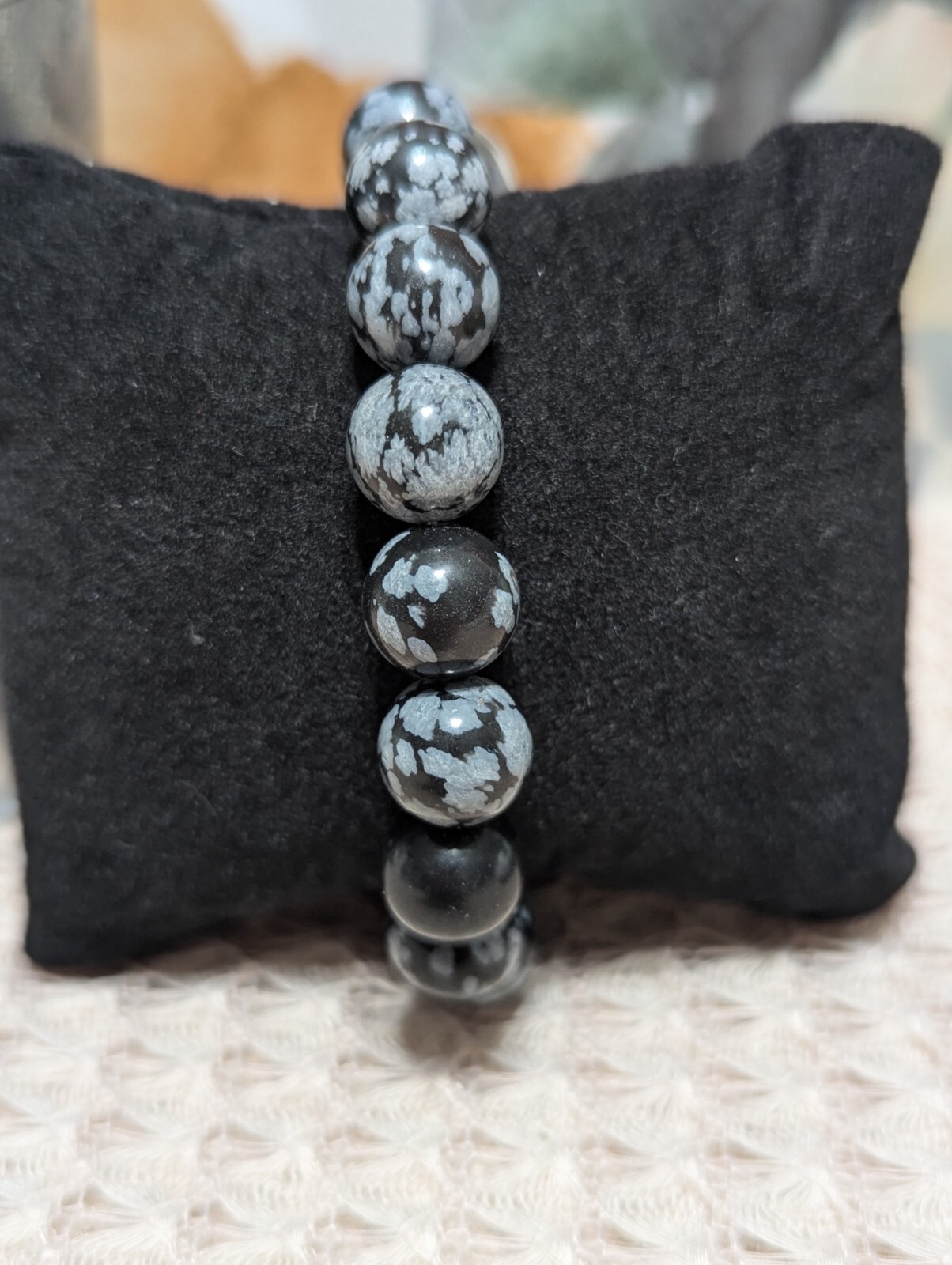 Snowflake Obsidian 11mm Stretch Bracelet 8.5″ Length Unisex