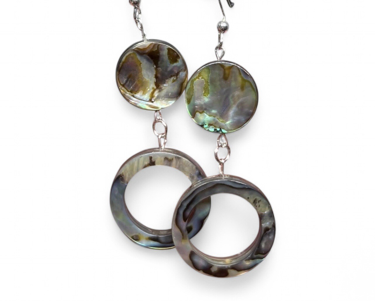 Abalone Genuine Hoop Shell .925 Sterling Silver Earrings GORGEOUS