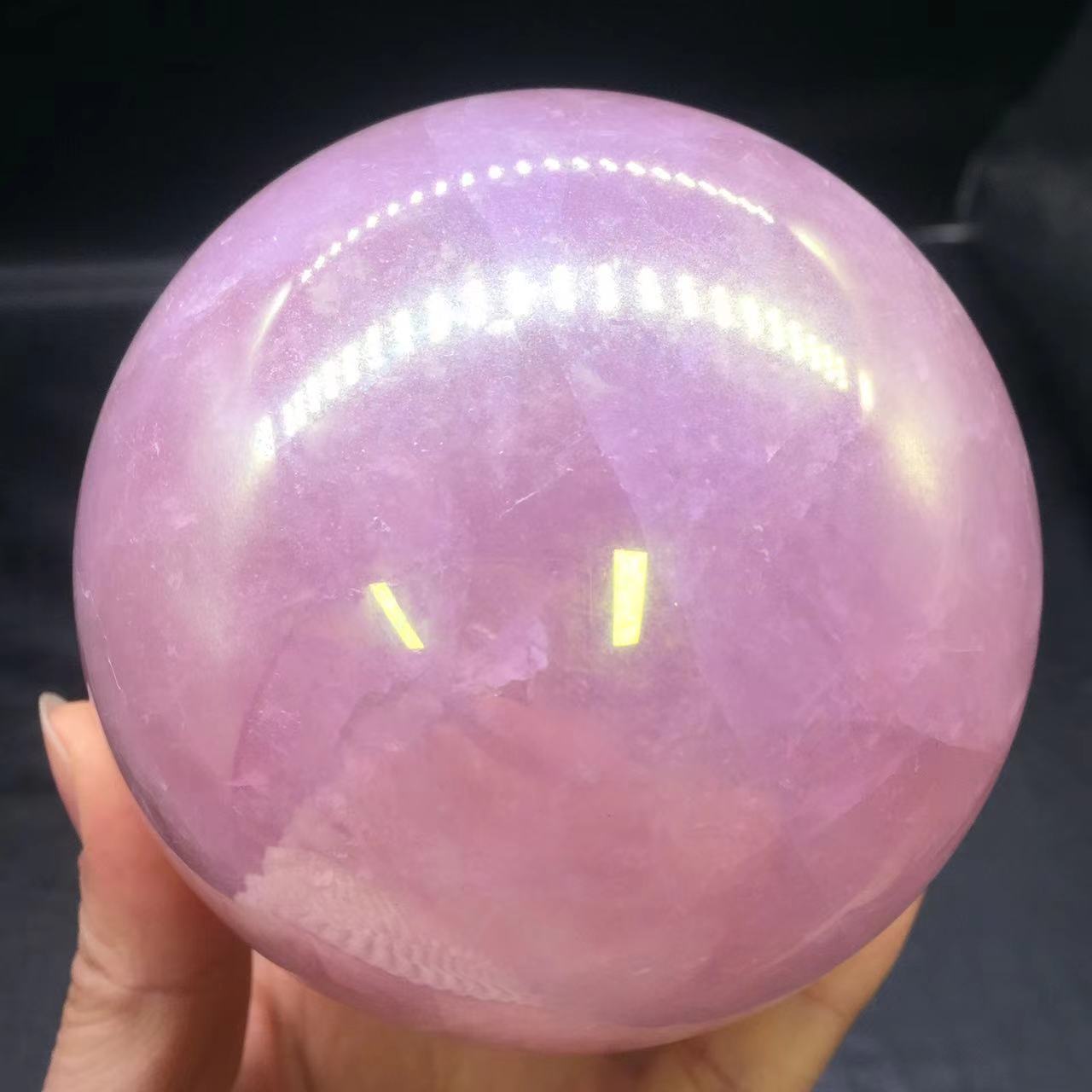 Rainbow Aura Angel Ball Natural Pink/Rose Quartz Sphere Healing Decorate + Stand