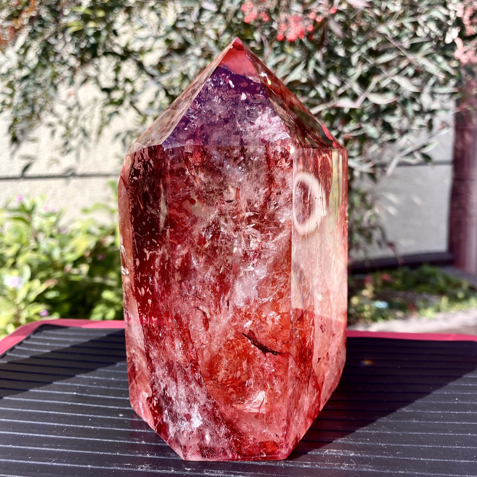 3.92LB Natural Crystal Red Ghost Quartz Mine Crystal Tower Decoration-