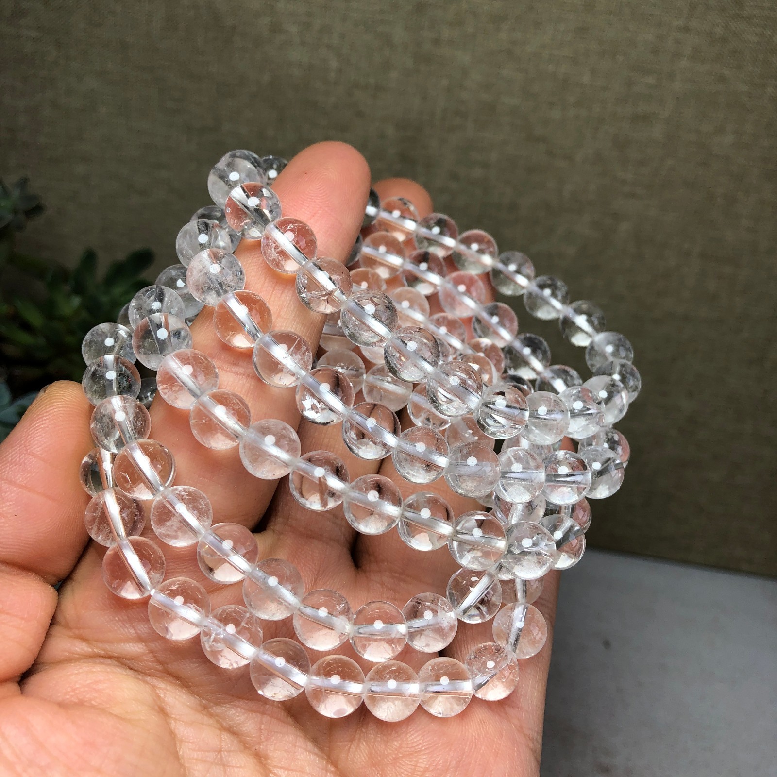 5pcs Natural white Crystal quartz chain beads bracelet 8mm 88g-90g A4769