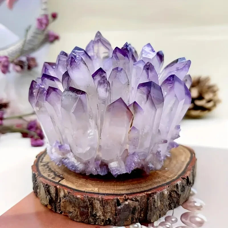 300g+ Rare Light Purple Amethyst Point Cluster Crystal Geode Specimens Ornament
