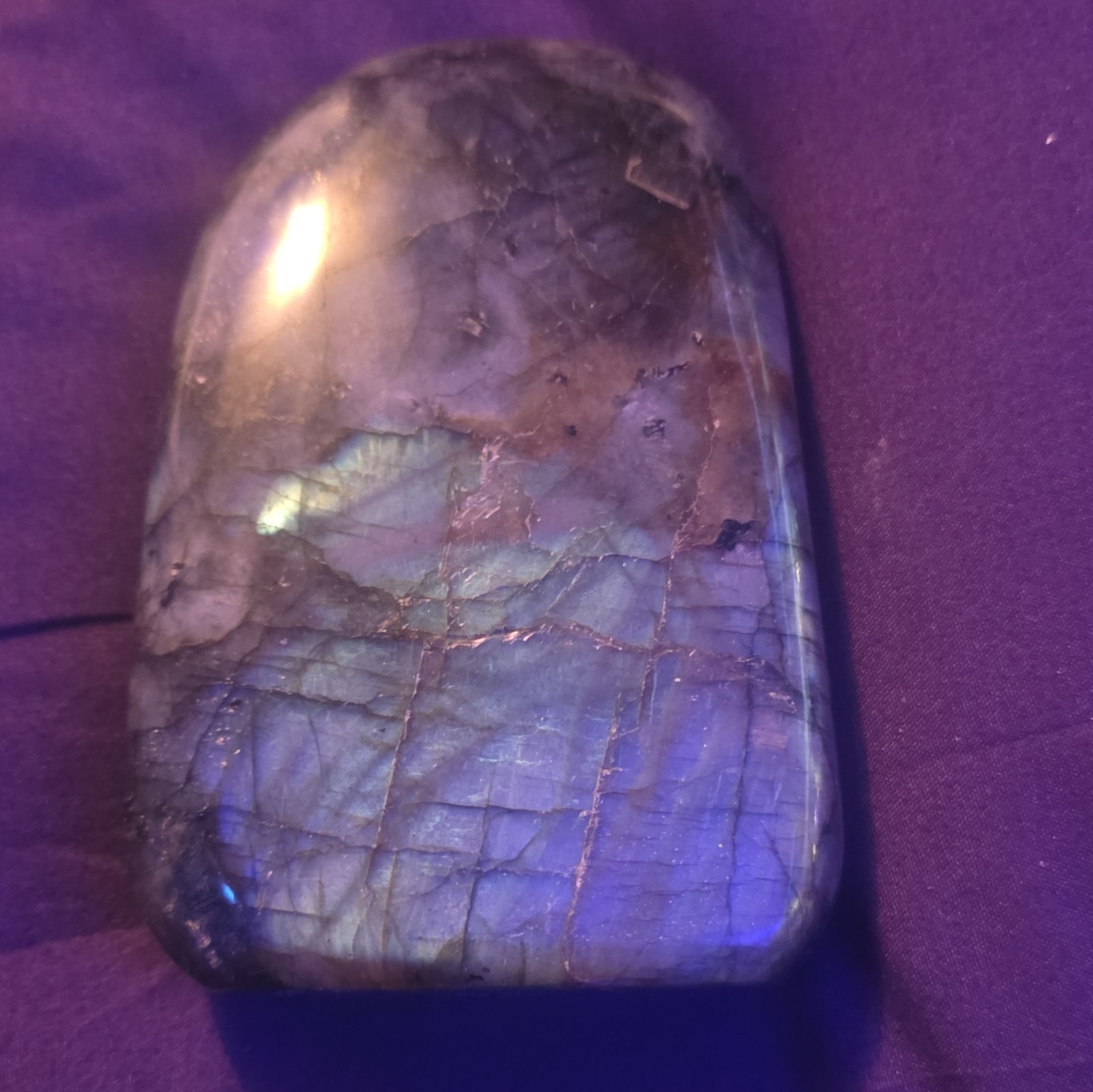 Polished Labradorite Freeform Crystal Iridescent Blue-Green Display Specimen