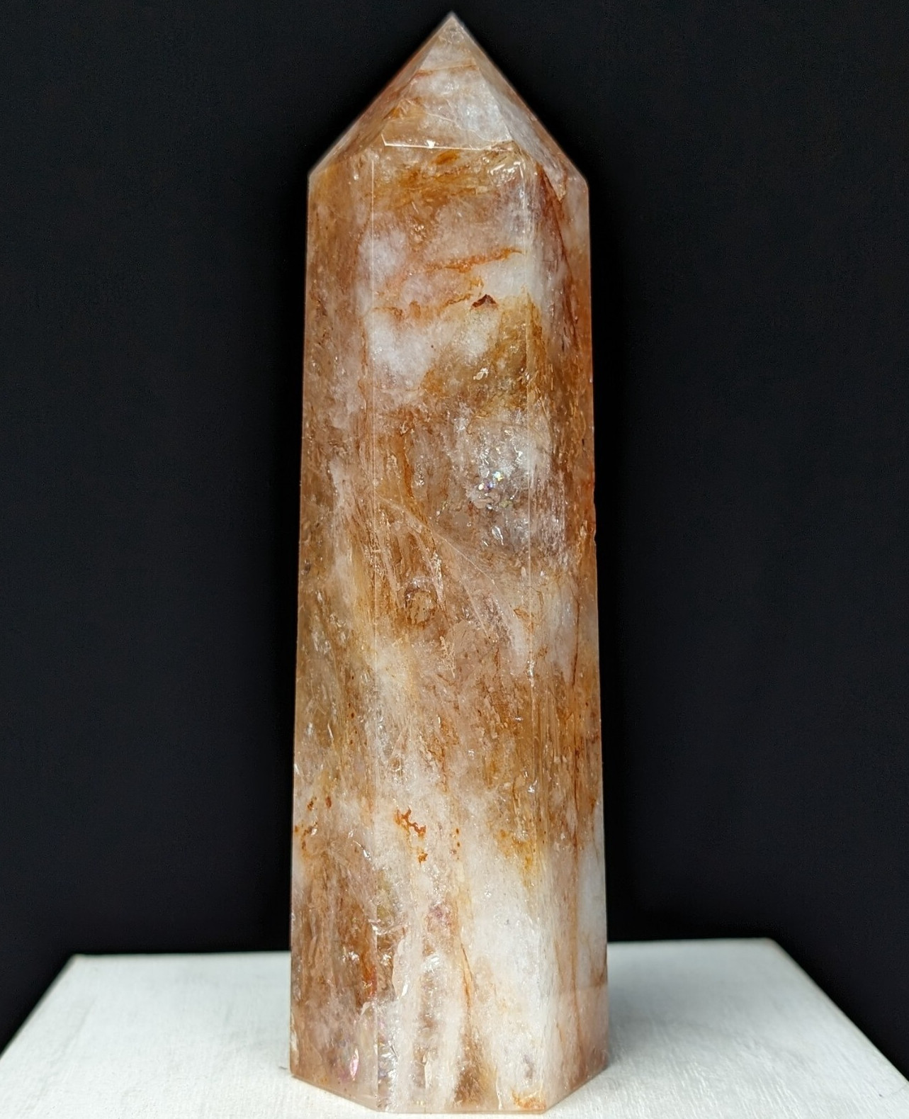 Red Fire Quartz Tower Point Crystal Large Big Tall Gemstone Wand Reiki Chakra