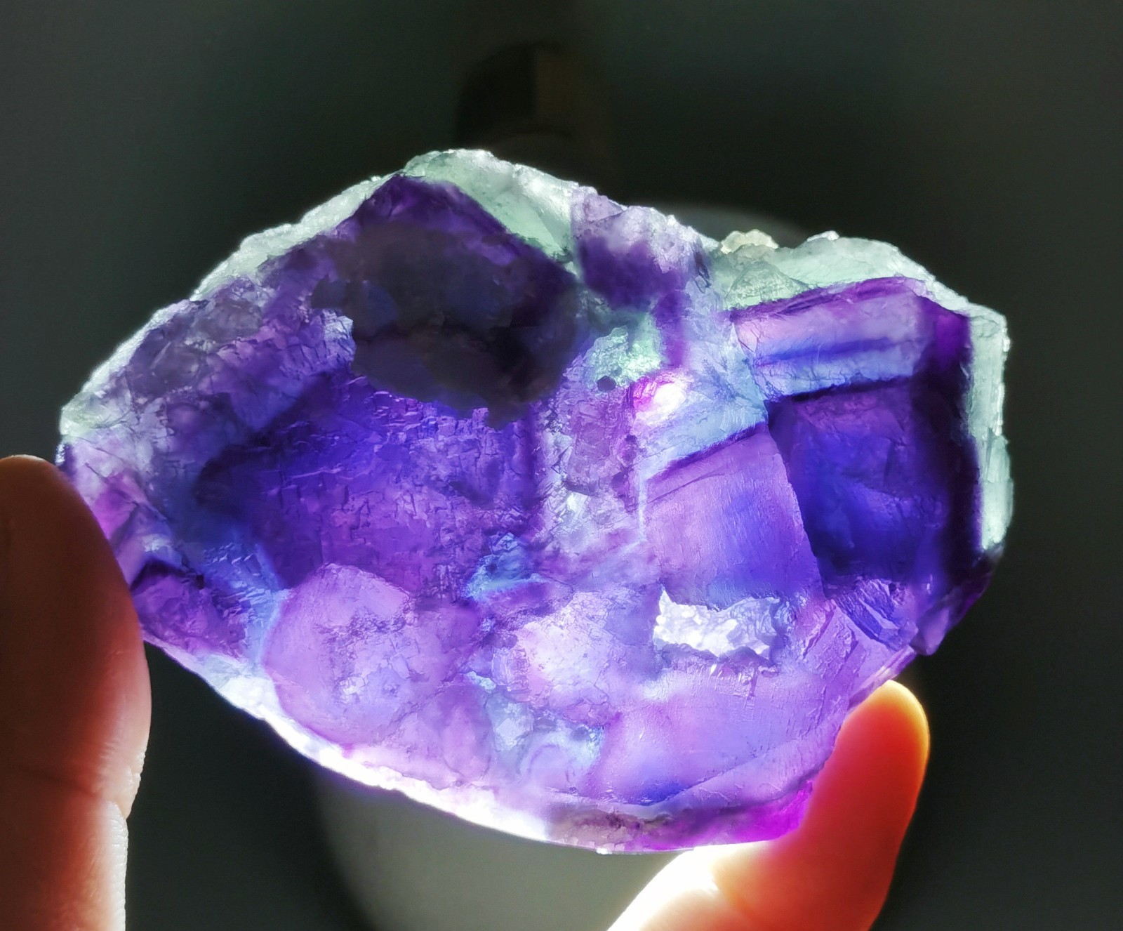 Rare Natural Purple Green Octagonal Fluorite Mineral Specimen China