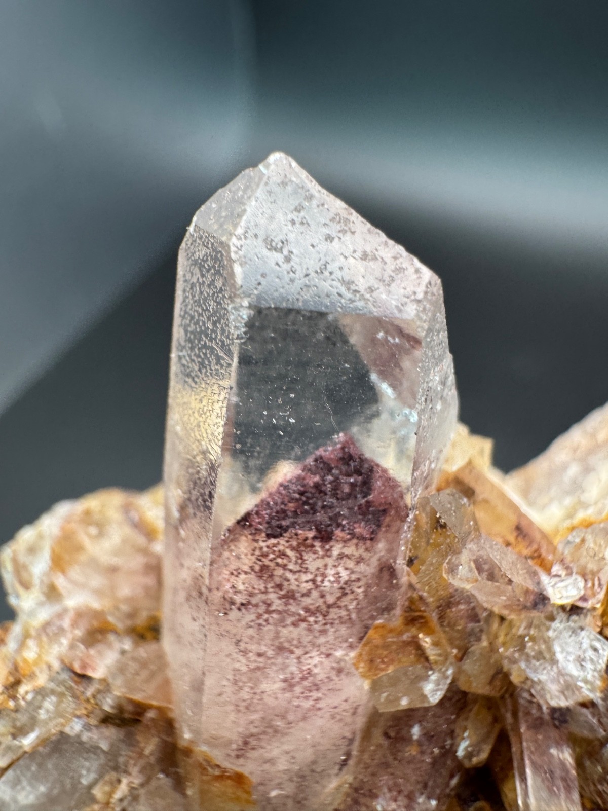 6788 Sunset Phantom Quartz Cluster with Nice Hematite Inclusions India 125g