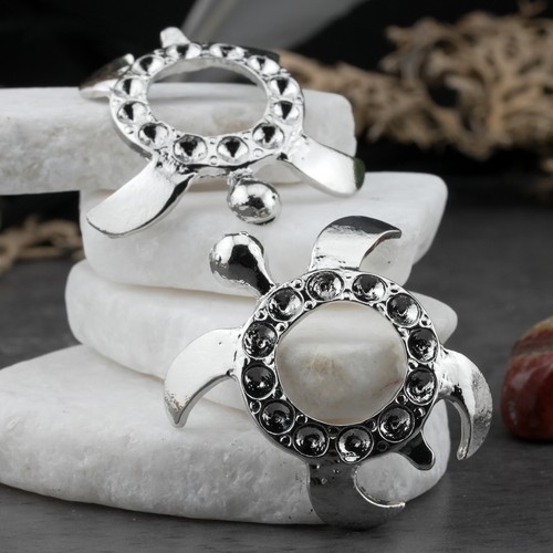 Silver Plated Alloy Turtle Sphere Stand Crystal Display Holder Spiritual Decor