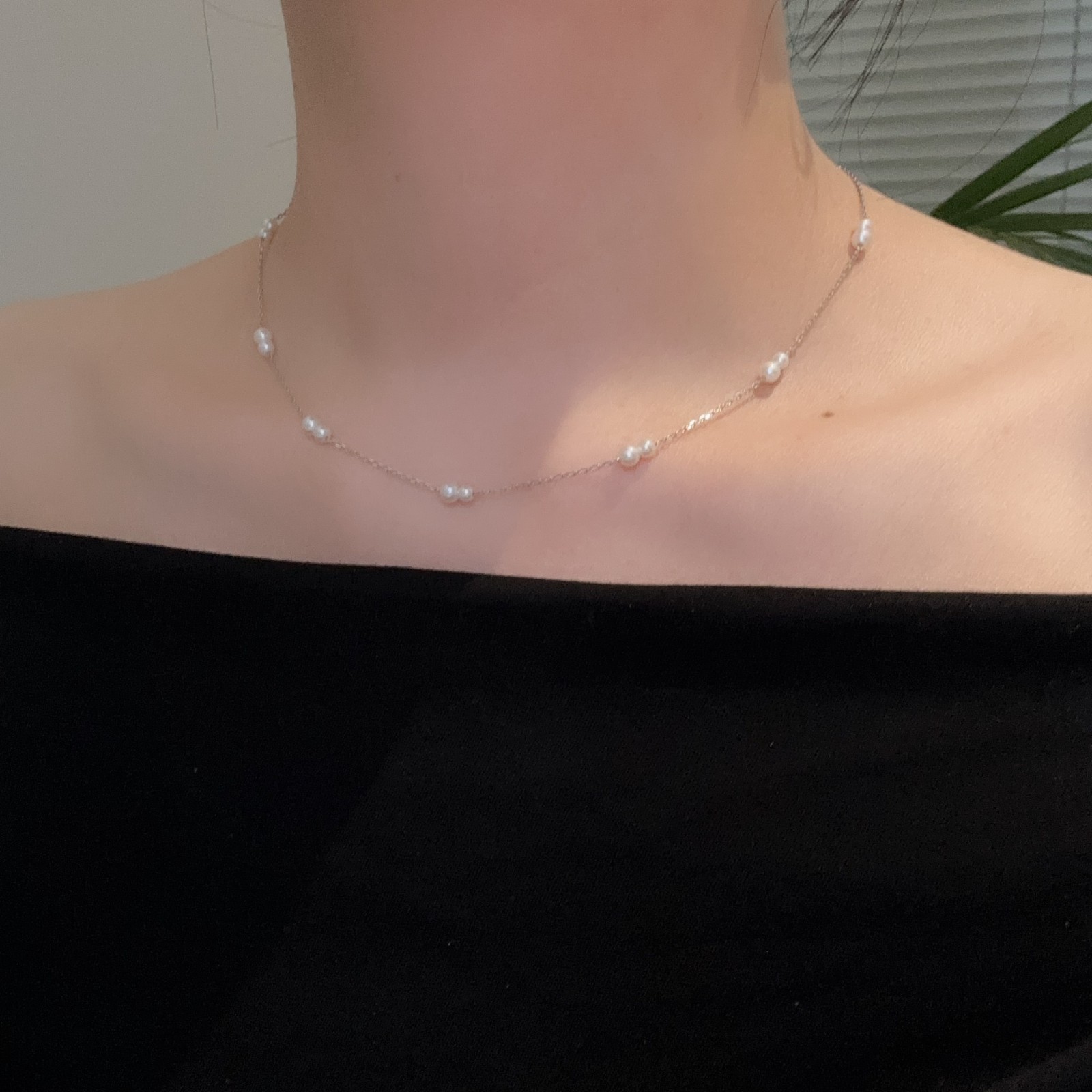 925 Sterling Silver Starry Freshwater Pearl Necklace 3-5mm Adjustable Choker