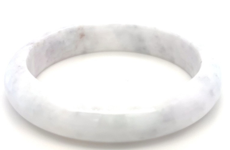 “Type A Burmese Jadeite Bangle White Half Moon 59mm”