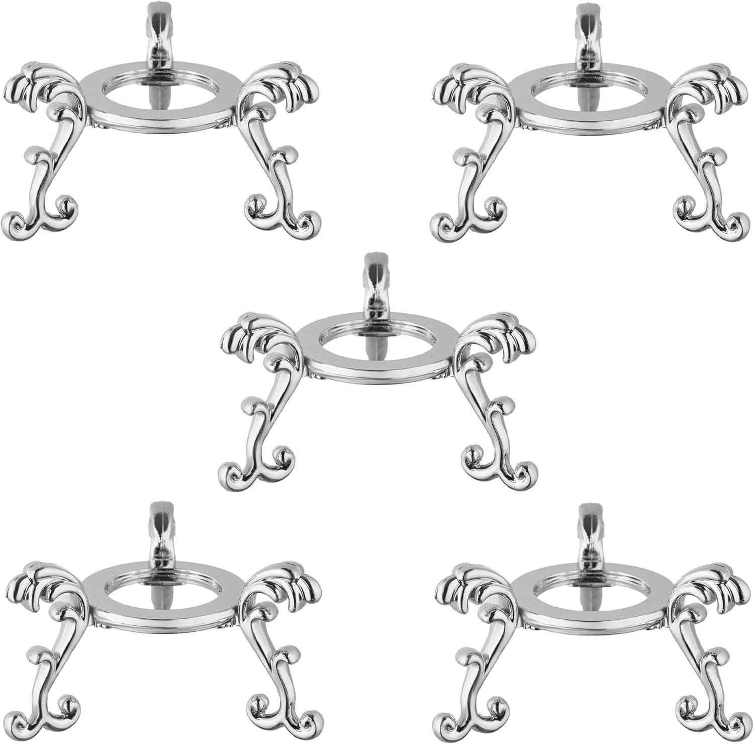 5 Pcs 2.75In Alloy Metal Crystal Ball Stand – Silver Display Sphere Holder for S