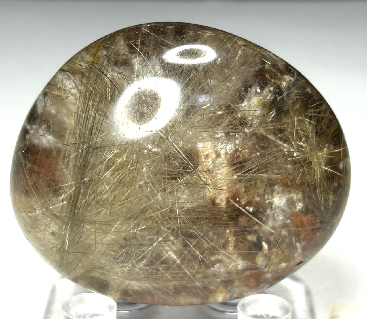 Clear Garden Quartz Lens With Gold Rutile Tree 48g/38.6mm x 30.8mm x 19.6mm