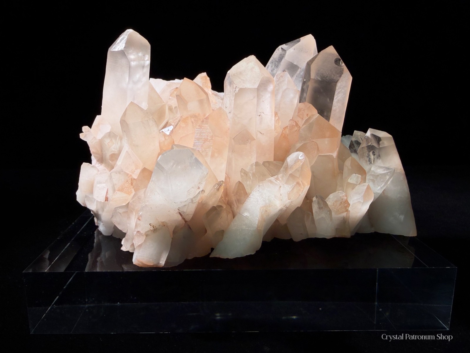 2.6LB Pink and White Crystal Cluster on Acrylic Stand | Natural Quartz Formation