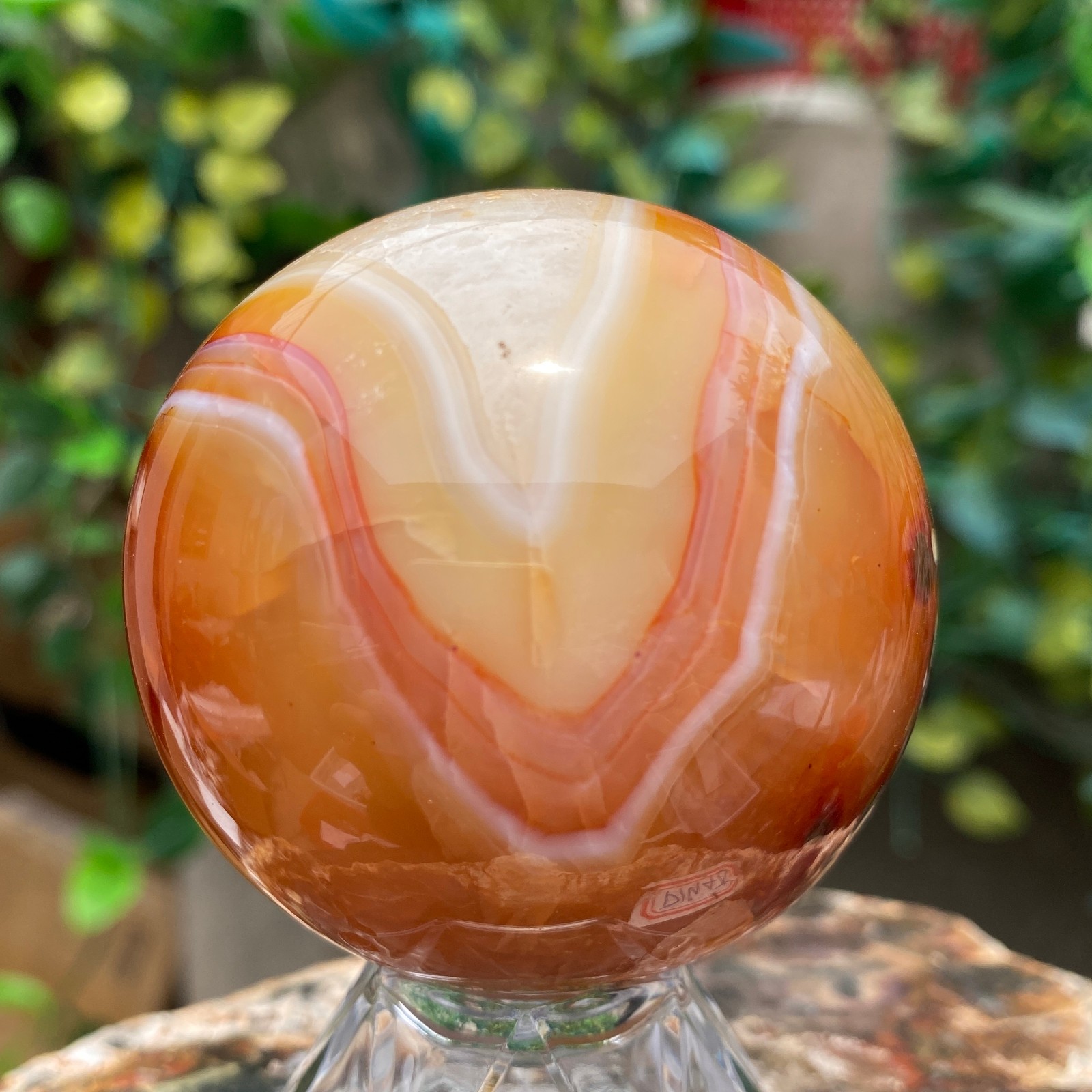 290g Natural red striped agate crystal ball mineral specimen Sphere