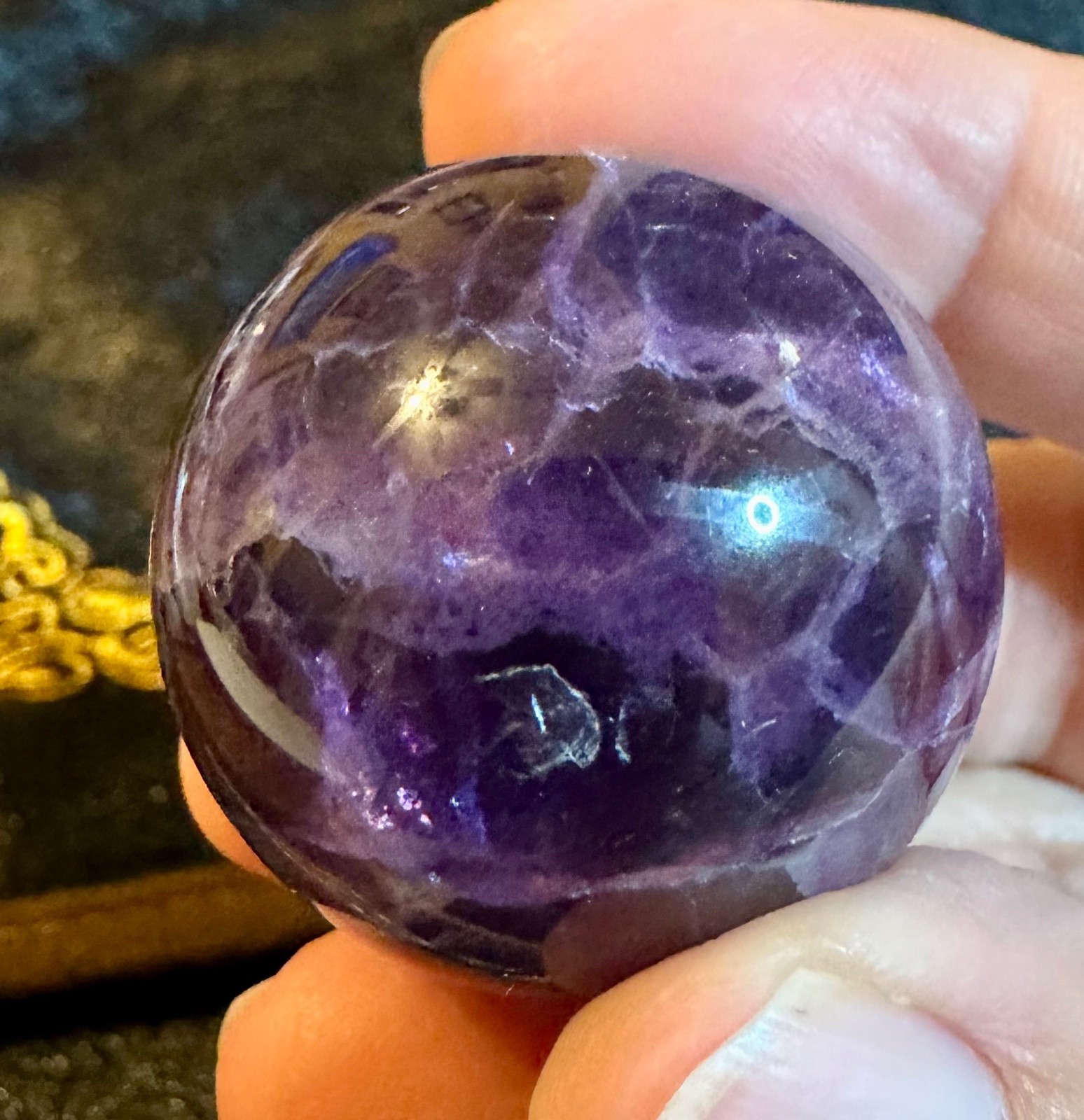 Banded purple fluorite sphere with USB multicolor light stand Free shipping
