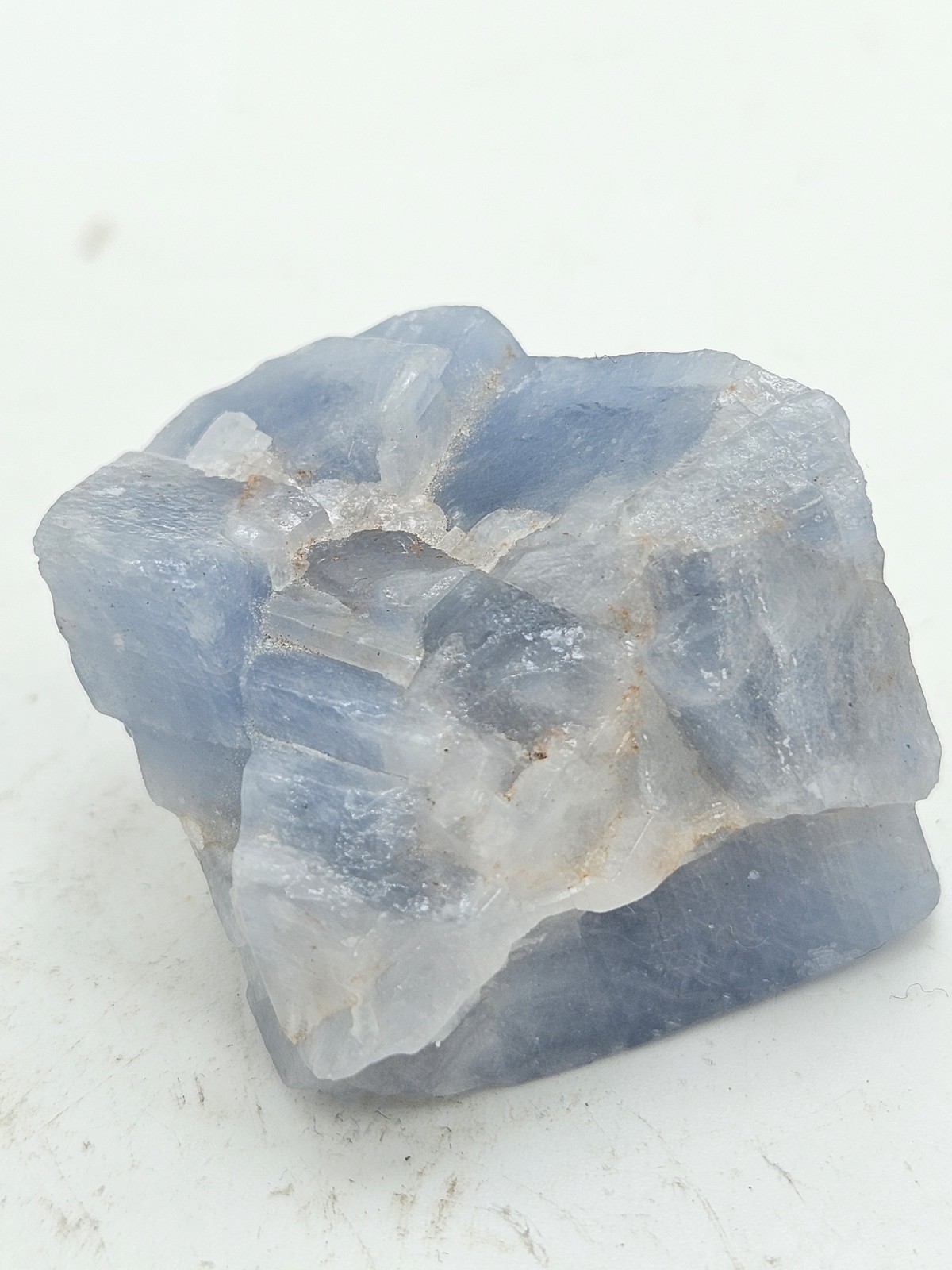 Natural Blue Calcite Raw Stone – Large Unpolished Sky Blue Crystal Chunk