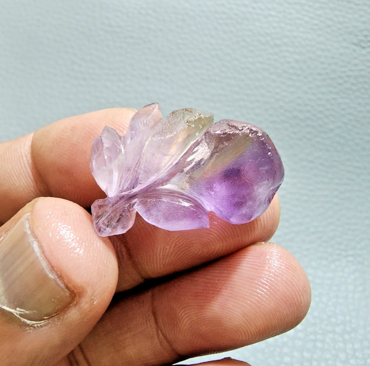 36 Crt Excellent Purple Ametrine Flower Carving Gemstone Jewelry Making Carving