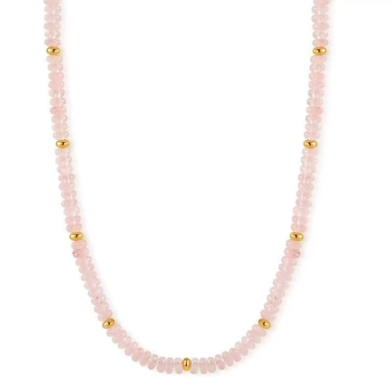 Natural Rose Quartz Choker Dainty Pink Stone Queen Crystal Necklace ReikiJewelry