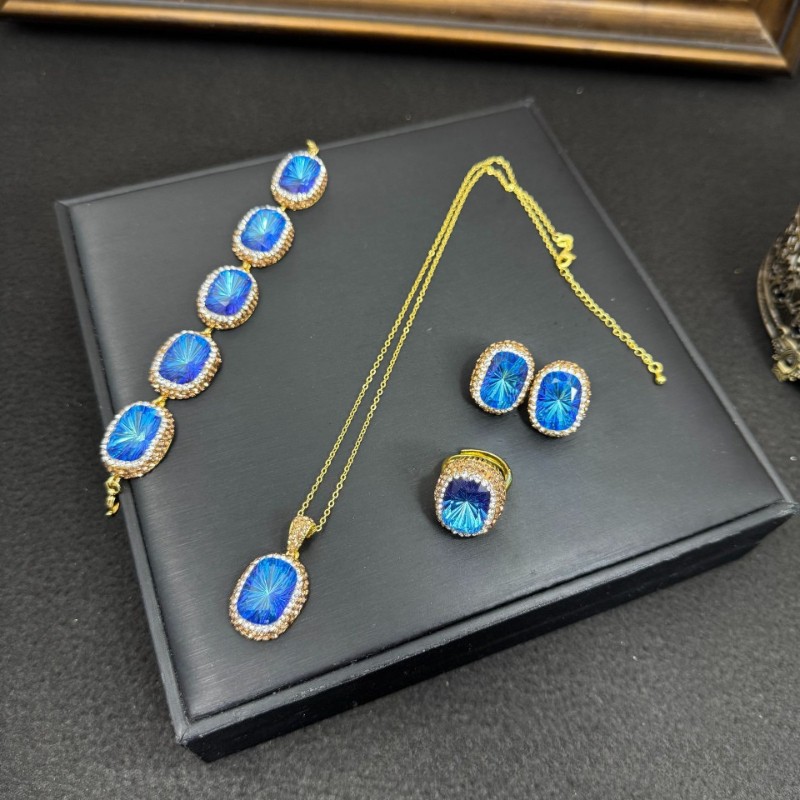 New crystal jewelry set design trendy jewelry necklace ring bracelet