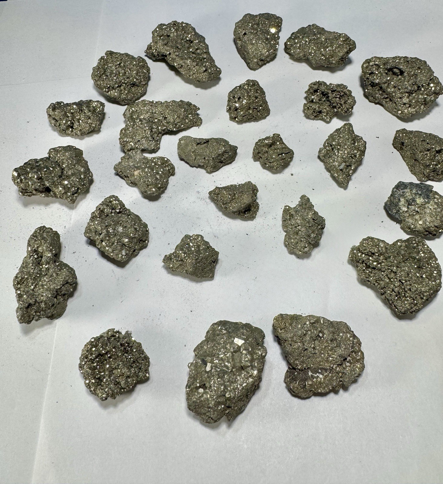 25 Natural Iron Pyrite Rough Specimens 1 Lb 1 Oz Mineral Crystal Lot Fool’s Gold