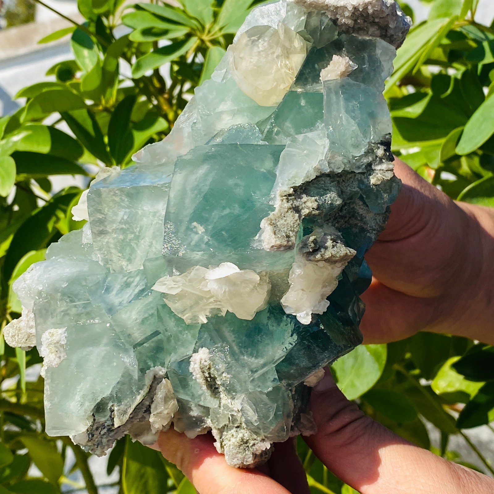 1706g Natural transparent blue green fluorite mineral crystal sample/China