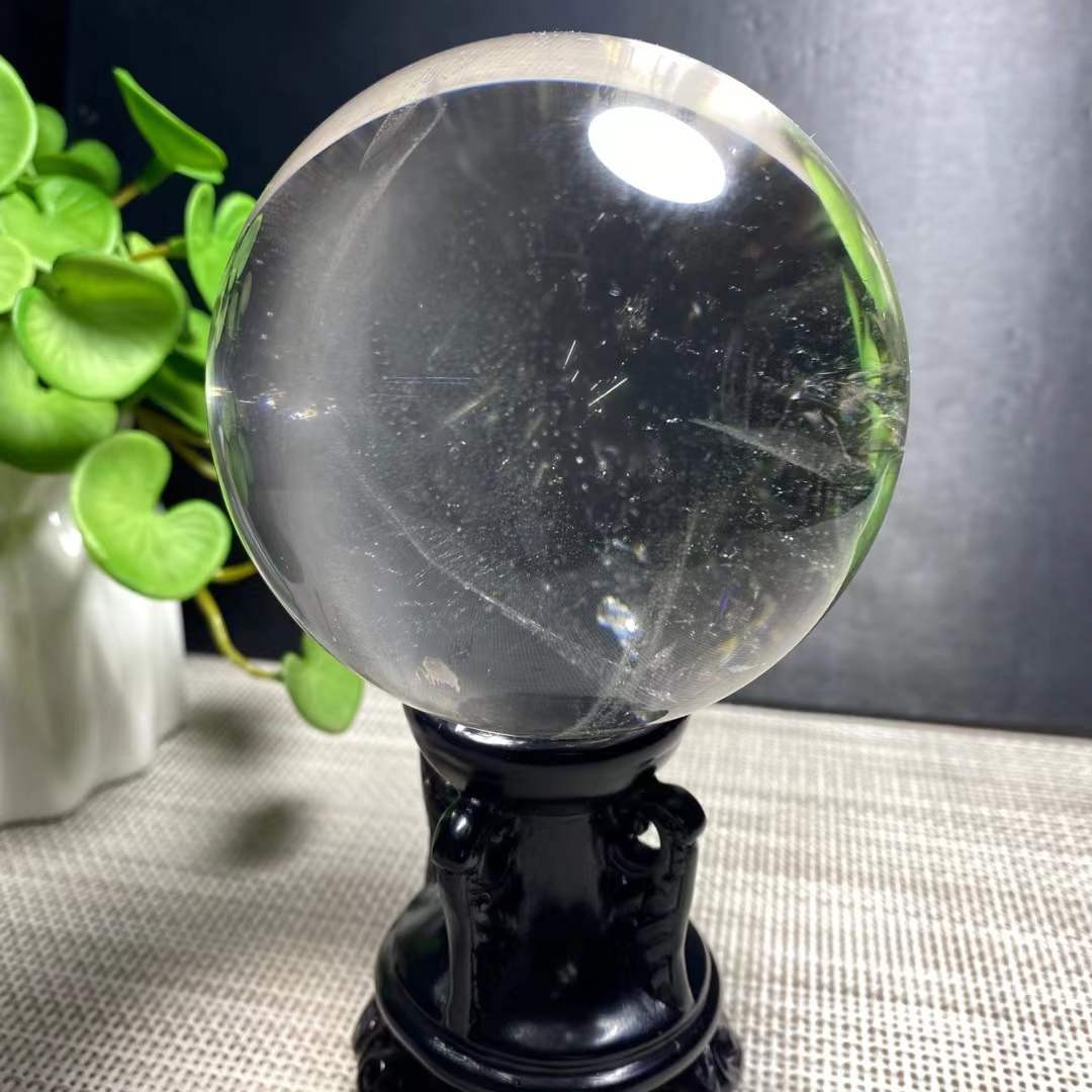 86mm Natural Rainbow White Quartz Sphere Energy Crystal Ball Reiki Decor