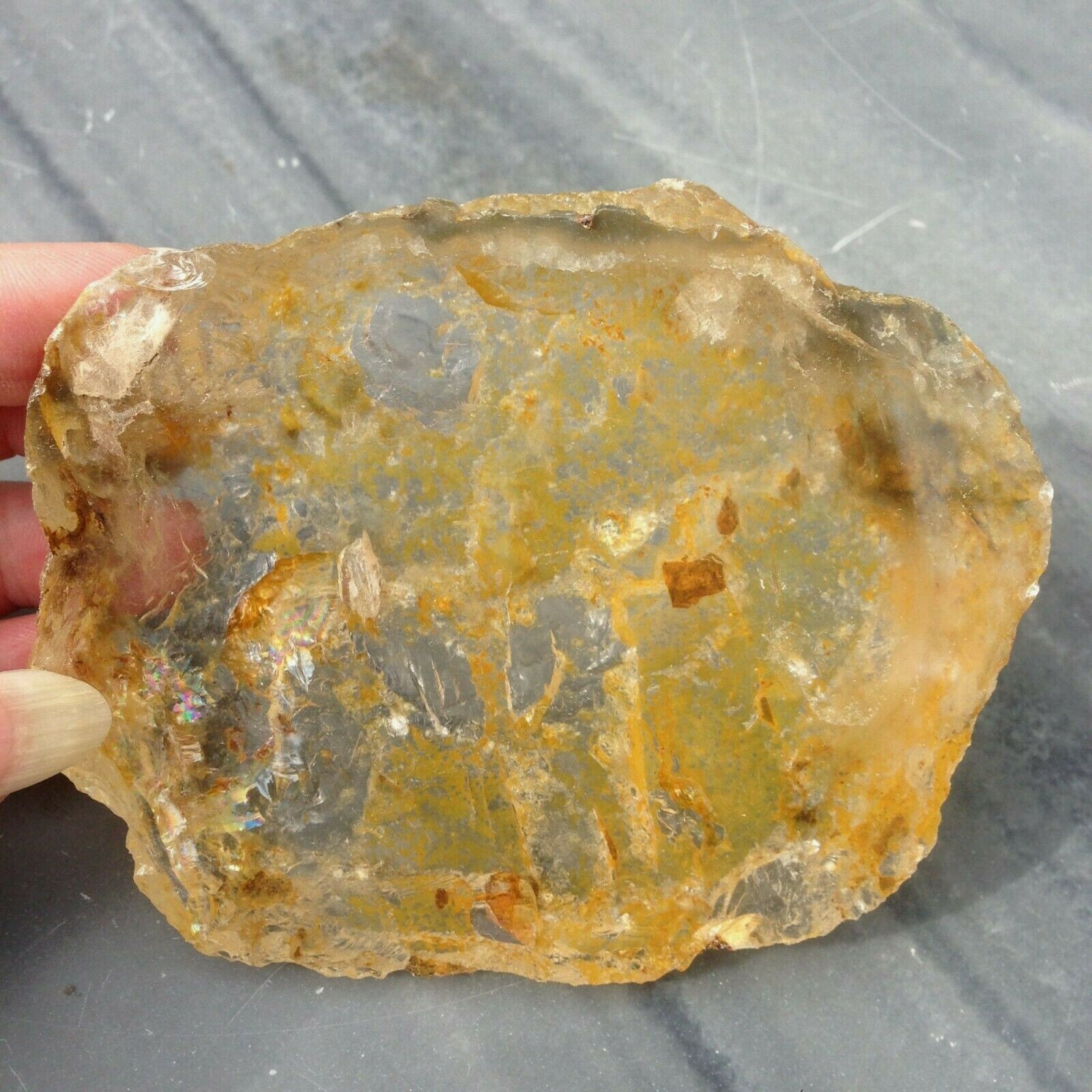 Clear Quartz Crystal Alluvial Rock Part Polished Pebble 322g 10×8.31×2.4cm