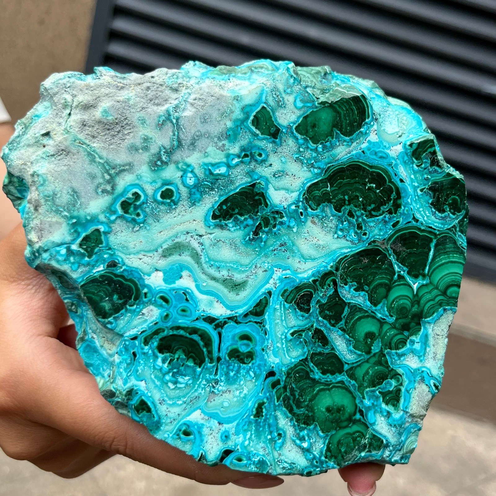 Natural Blue Green Chrysocolla Slice Polished Crystal Healing Stone 554 g