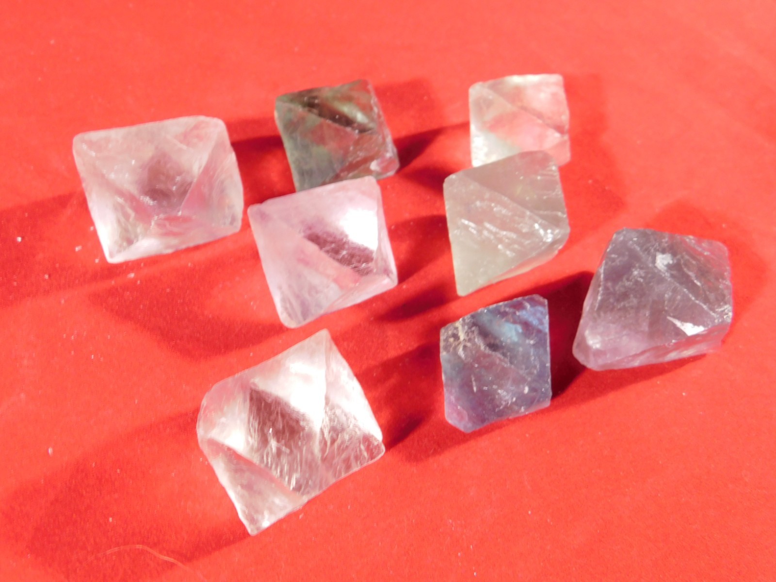 Big Lot of EIGHT! Translucent Octahedron FLUORITE Crystals From China 346gr