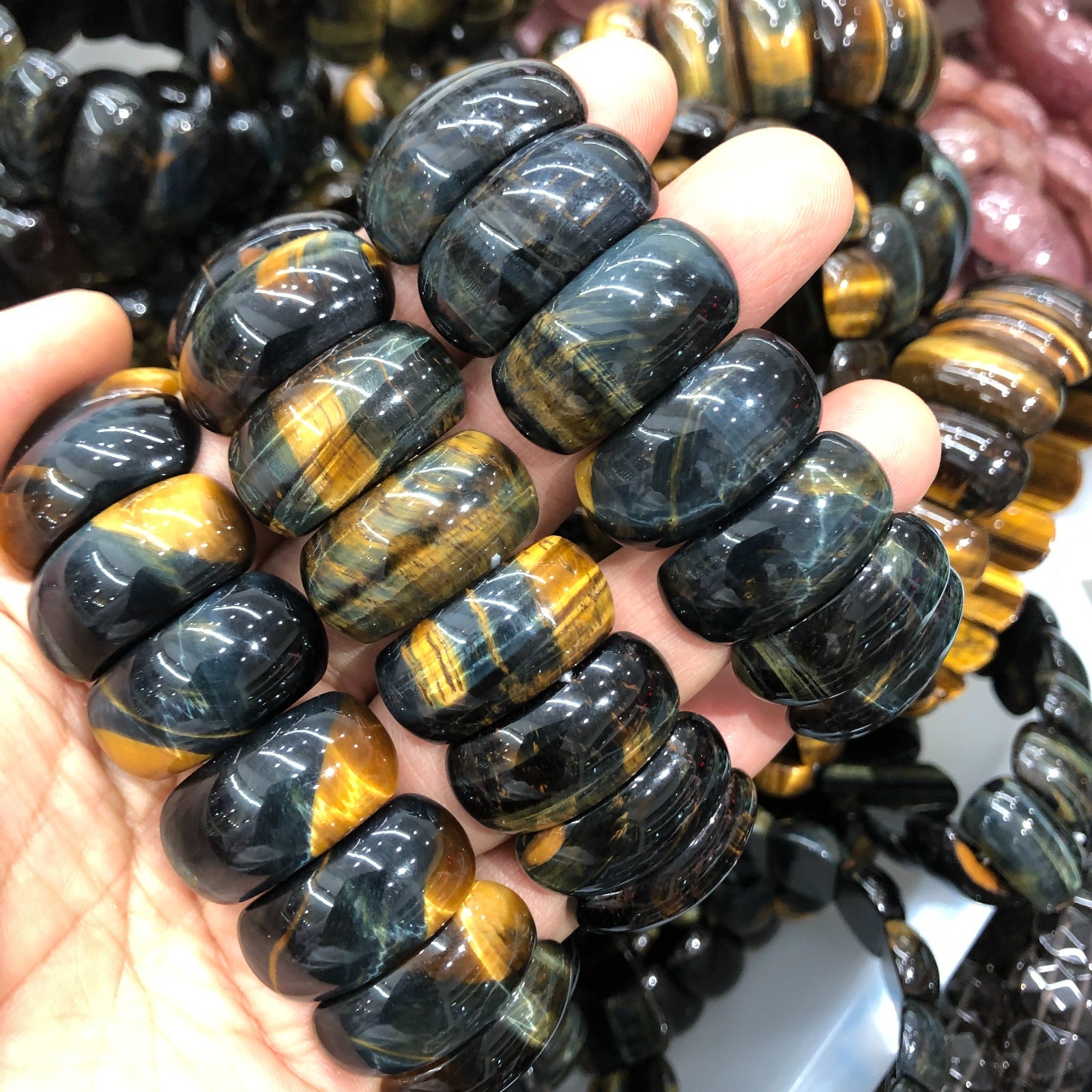 1Pcs Natural Tiger’s Eye Stone Bracelet Brown Gemstone Stretch Bracelet Handmade