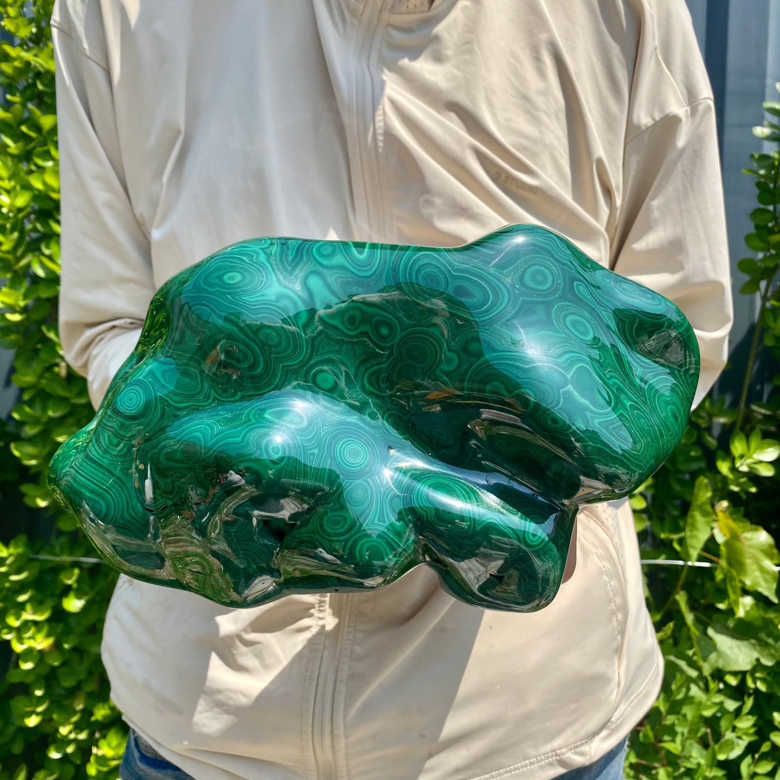 9.47LB Natural glossy Malachite transparent cluster rough mineral sample