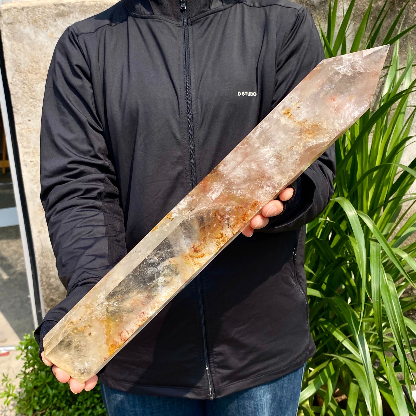 5.29LB Natural clear white crystal obelisk Crystal energy column Reiki healing