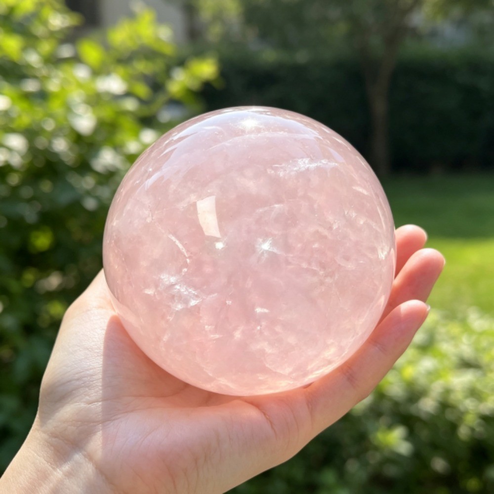 Natural Rose Quartz Sphere Polished Crystal Ball Reiki Healing Stone Decor 1pcs