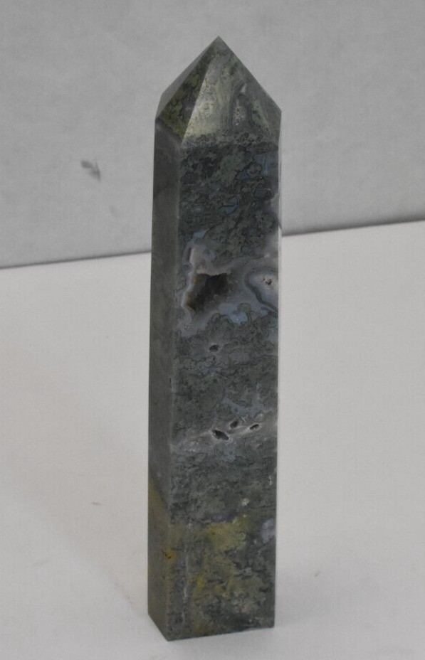 1948g Natural Beautiful Green Color Obelisk Quartz Moss Agate Tower Wand Point