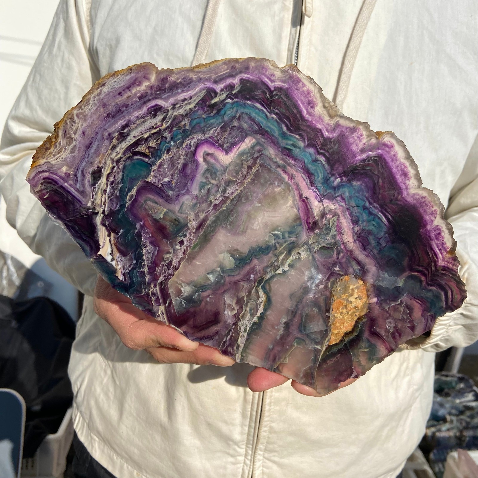 1.7lb Natural Colourful Fluorite Crystal Rough slices stone specimens Healing