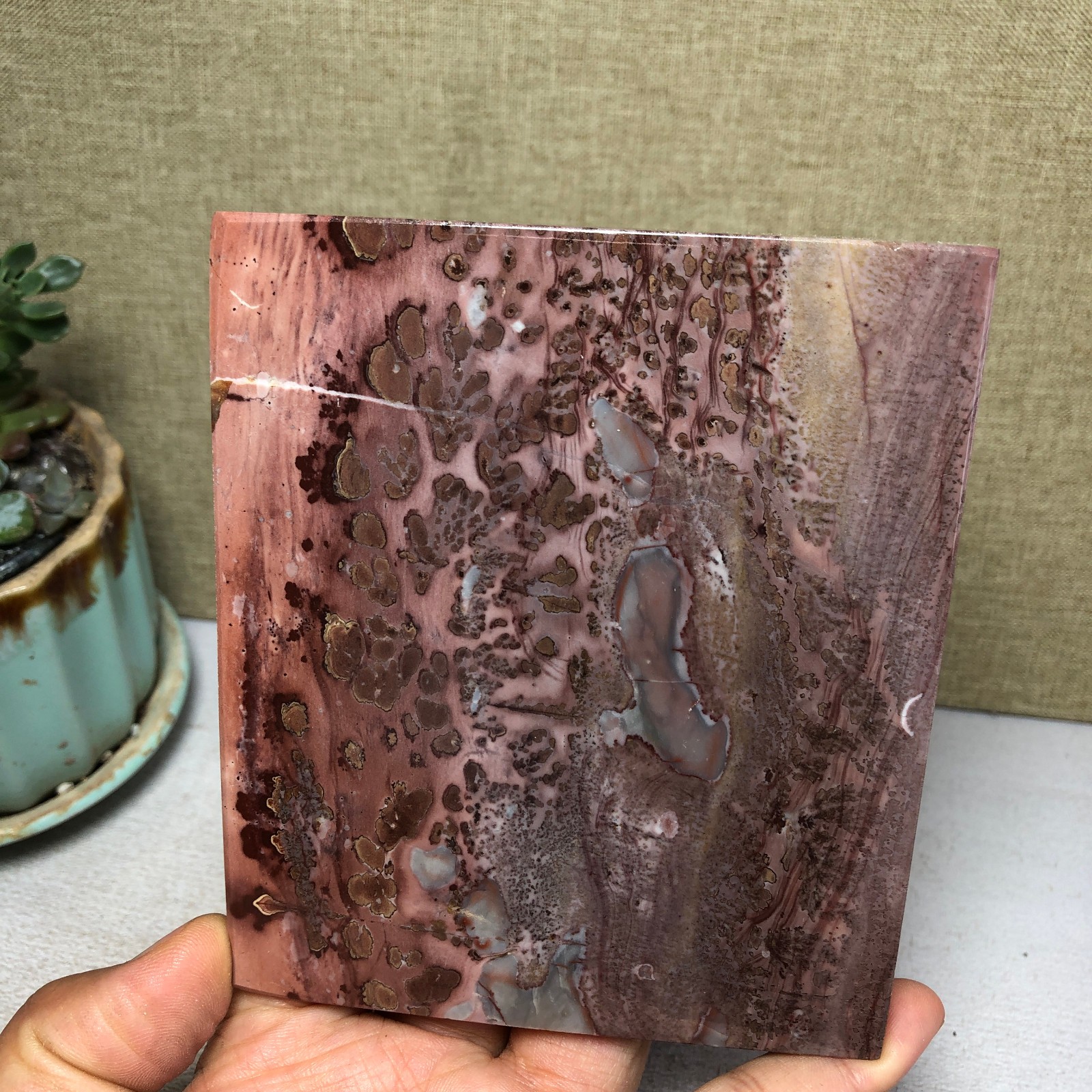 Natural Chinese painting stone crystal ornaments pictographic landscape A5060