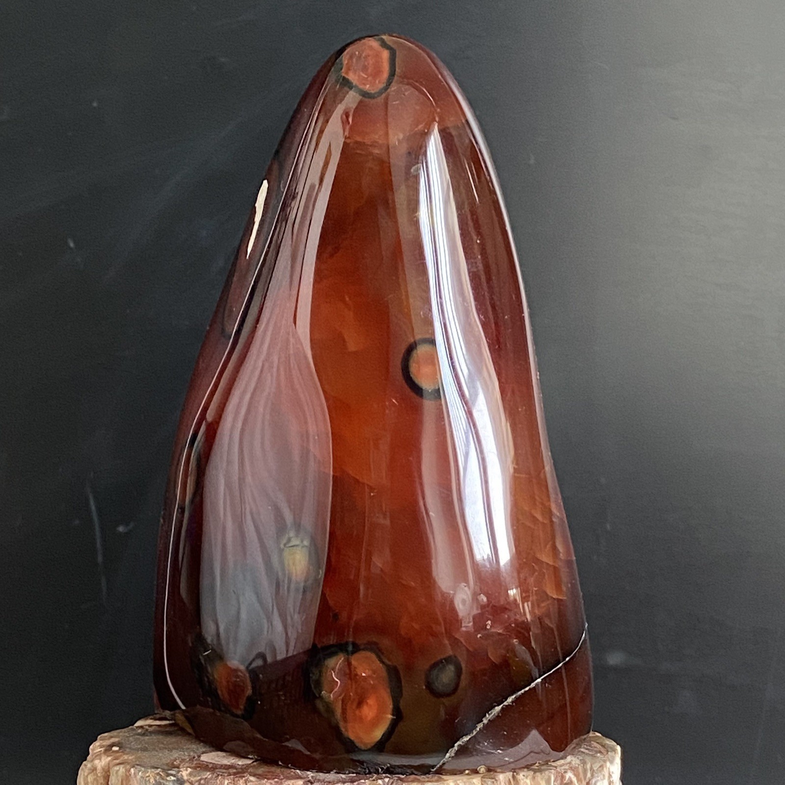 95mm380g Beautiful Deep Red Agate Carnelian Palm Geode Reiki Crystal Md Y138