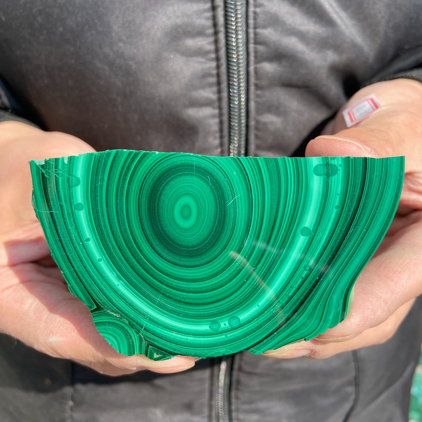 205g Natural malachite crystal partially polished mineral specimen