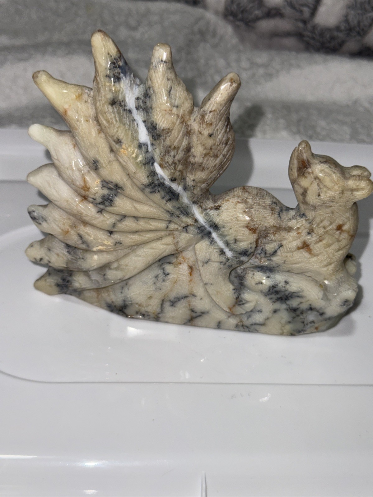 Dendritic Agate Nine Tail Fox. Some Points of The Tail Are Irregular See Photos